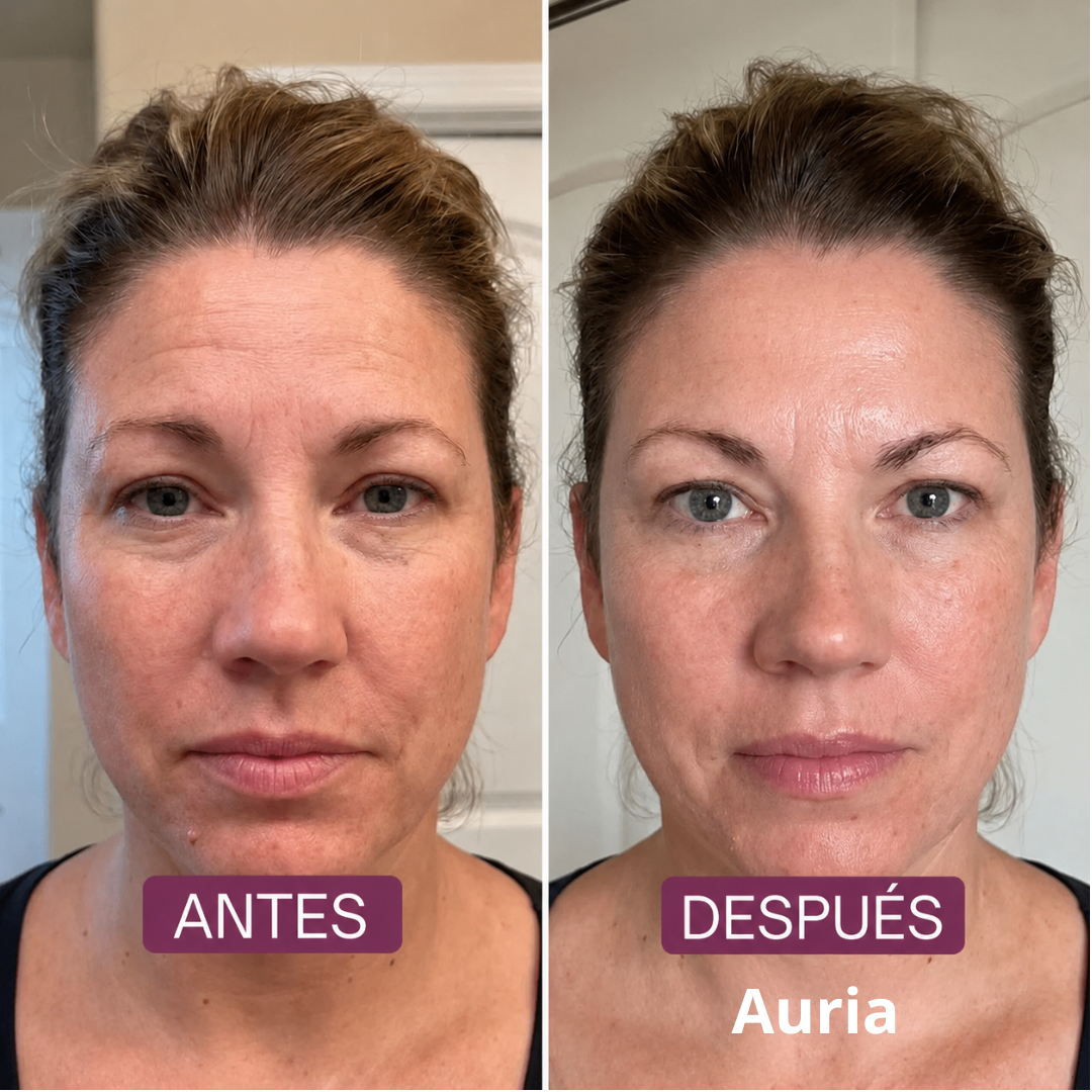 Resultado antes y después de usar Auria durante dos meses